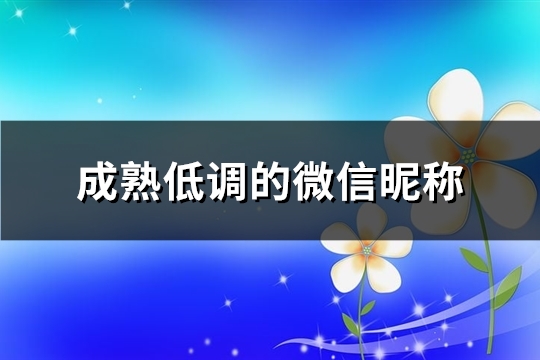 成熟低调的微信昵称(共758个)