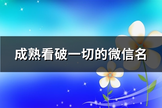 成熟看破一切的微信名(精选390个)