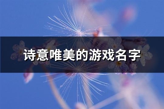 诗意唯美的游戏名字(优选486个)