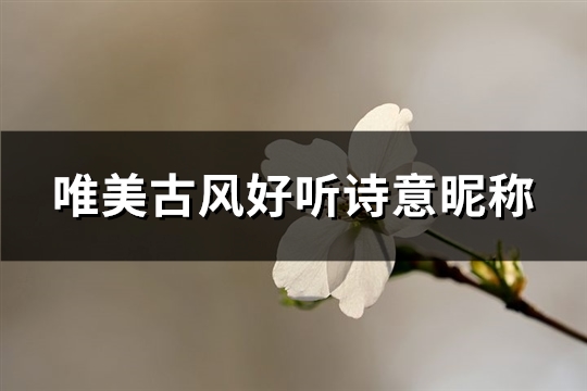 唯美古风好听诗意昵称(优选267个)