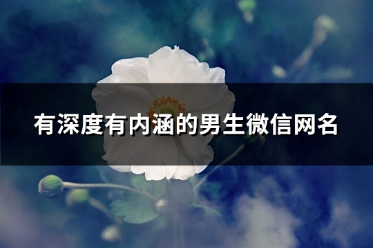 有深度有内涵的男生微信网名(362个)