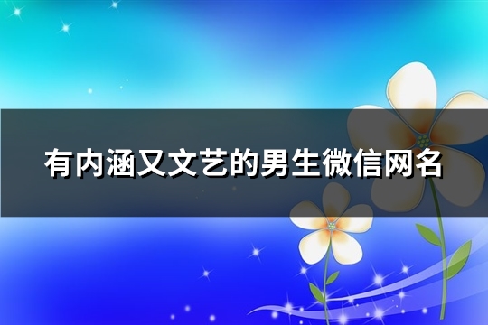 有内涵又文艺的男生微信网名(优选800个)