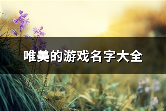 唯美的游戏名字大全(519个)